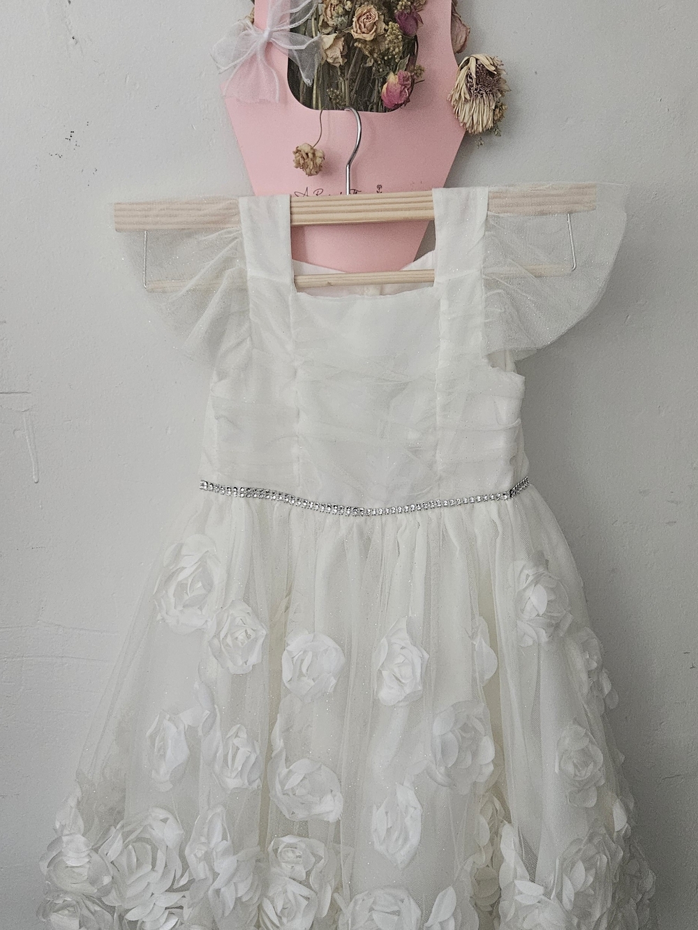 Nannette - Kids Cream Satin Dress Top with Sheer Overlay